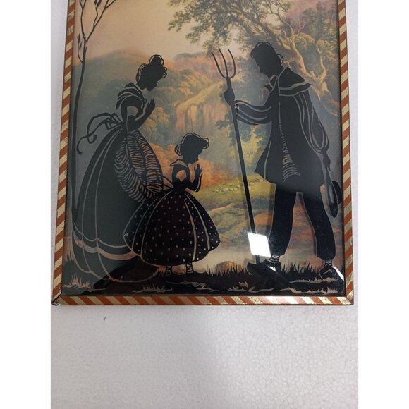 Vintage Victorian Silhouette Convex Bubble Glass Wall Art Framed Reverse Painted - Picture 2 of 7